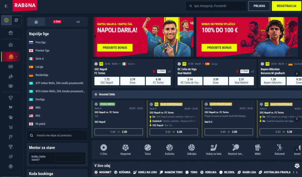 Rabona stavnica Slovenija šport predogled stavnice