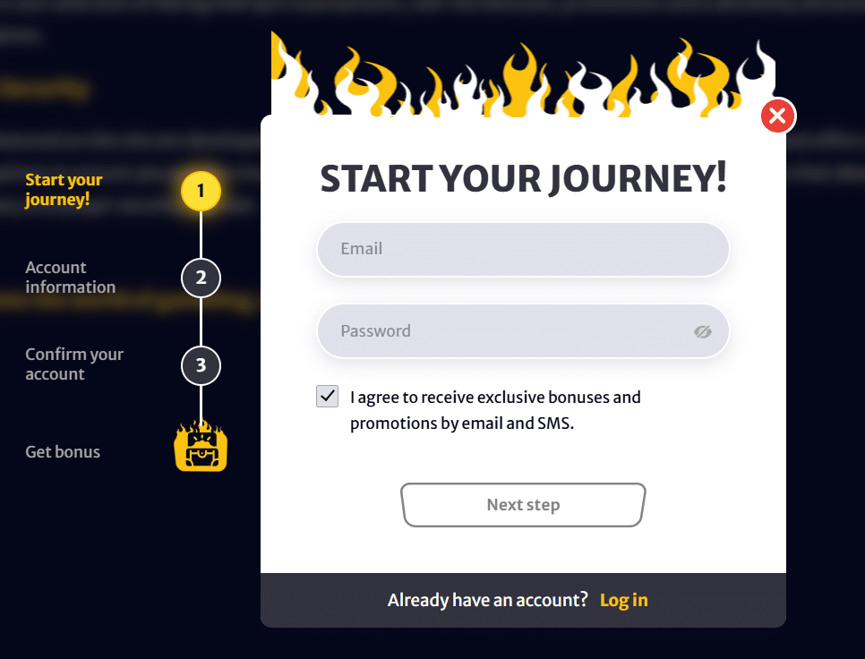 Registracija Hellspin predogled
